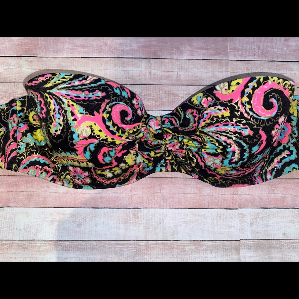 Victoria Secret Metallic Black Paisley Bikini Top